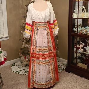 Vintage Full Length Peasant Dress